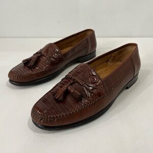 Mezlan Lizard Tassel Loafer Shoes Handmade Spain Brown Canelli UK 10 US 11